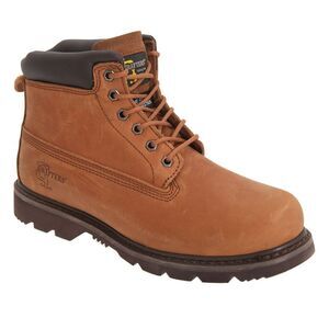 Grafters Mens 6 Eye Padded Leather Work Boots / Light Brown